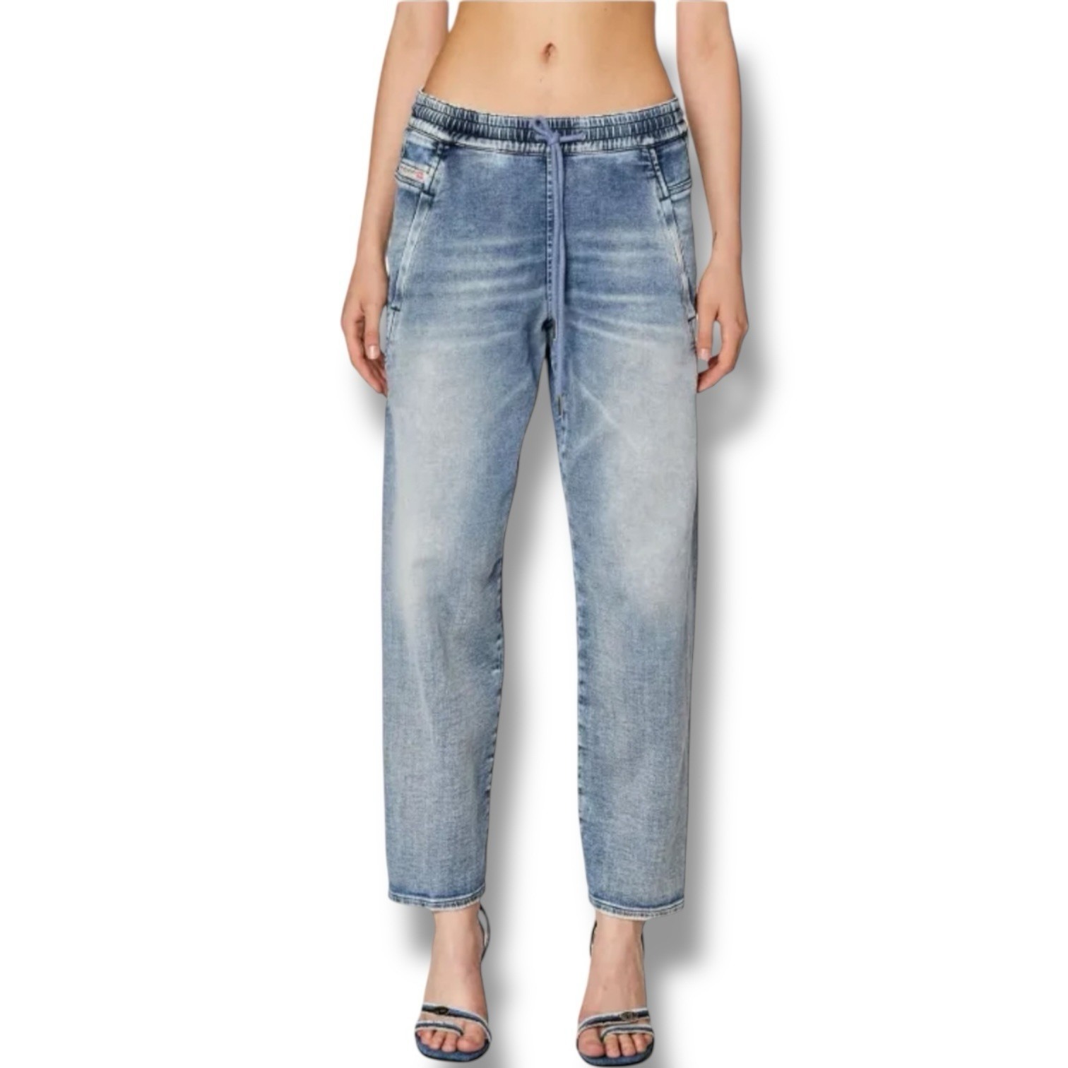 Diesel D-Krailey-E-T Joggjeans Sweat Boyfriend Barrel Jeans Drawcord Waist Sz 29
